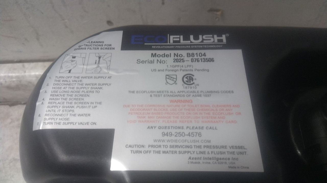 Zurn B8104-1.1 Brass; Plastic; Rubber Pressure Assist Flushing System (CW)-38354743 - Image 2