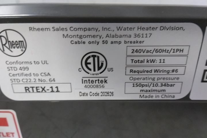 Rheem RTEX-11 240VAC 11800W Electric Tankless Water Heater (C)-25473826 - Image 2