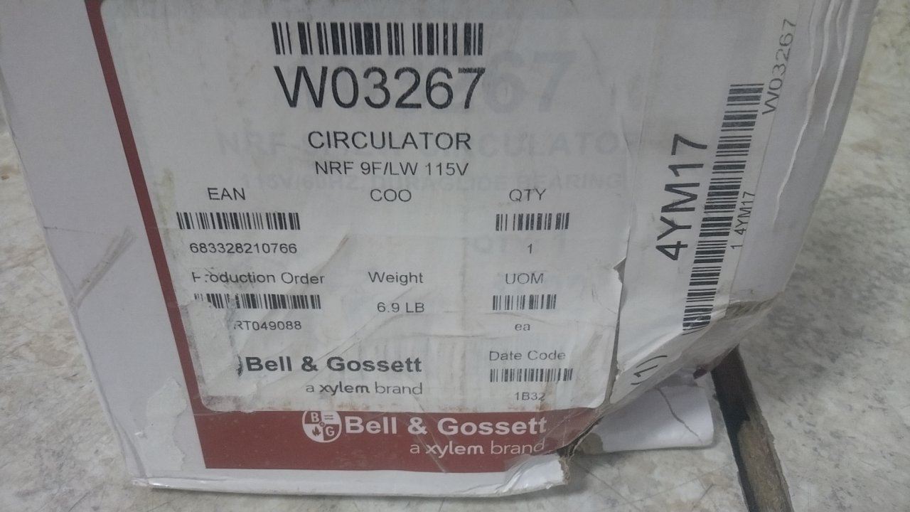 Bell & Gossett 103267 1/40 HP 2800 Max RPM 115VAC Hydronic Circulating Pump (C)-10455549 - Image 11