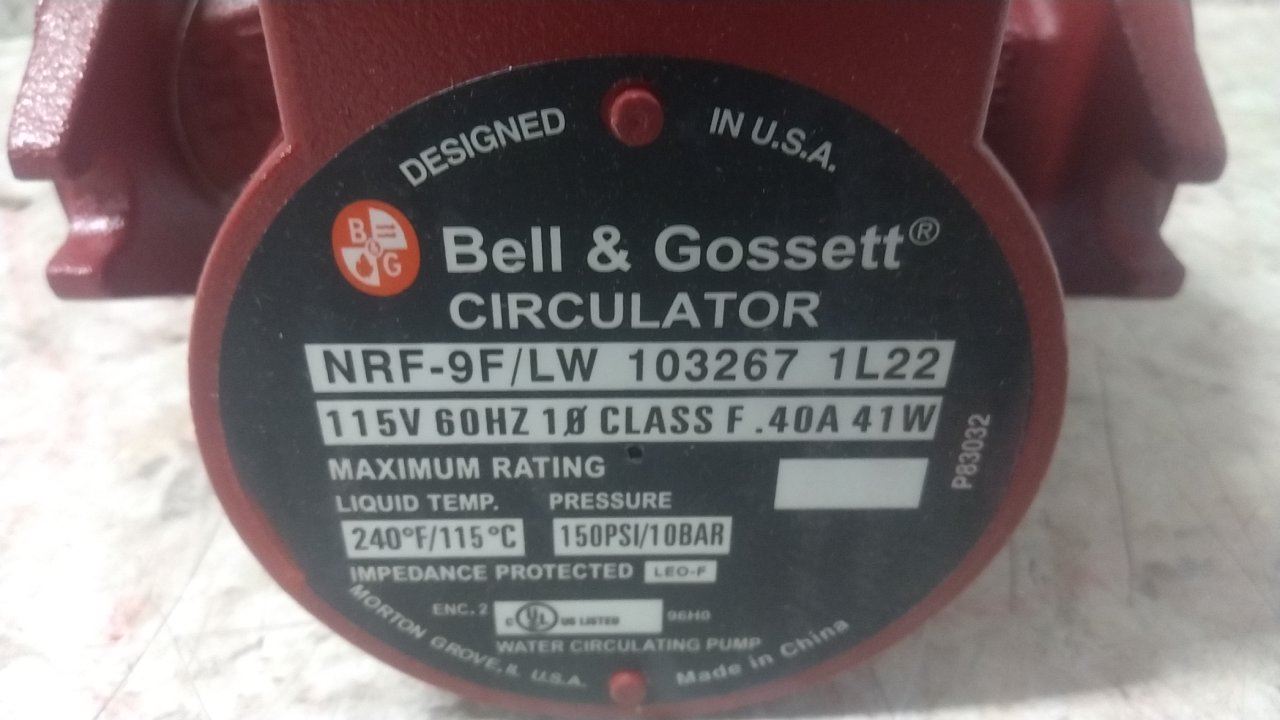 Bell & Gossett 103267 1/40 HP 2800 Max RPM 115VAC Hydronic Circulating Pump (C)-10455549 - Image 2
