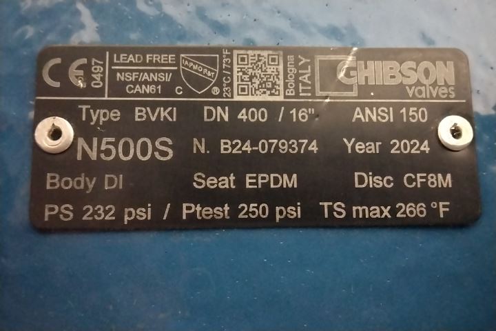 Ghibson N500S-16 16 In Pipe Size Ductile Iron Body Butterfly Valve (C)-36064708 - Image 2