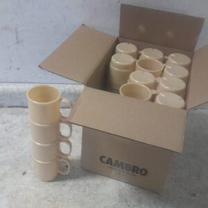 Cambro CA75CW133 48 Pk 7-1/2 Fl Oz Capacity Beige Plastic Stacking Mug (AW)-20366904