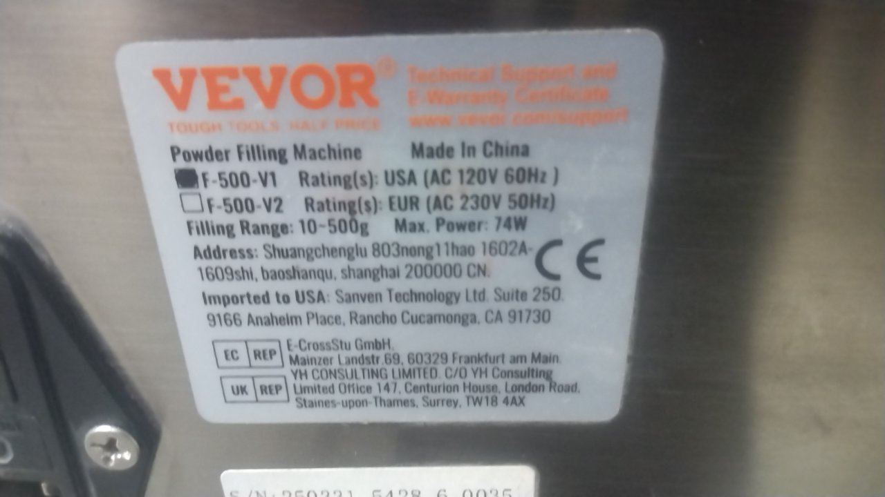 Vevor F-500-V1 120V Powder Filling Machine (C)-15343442 - Image 2