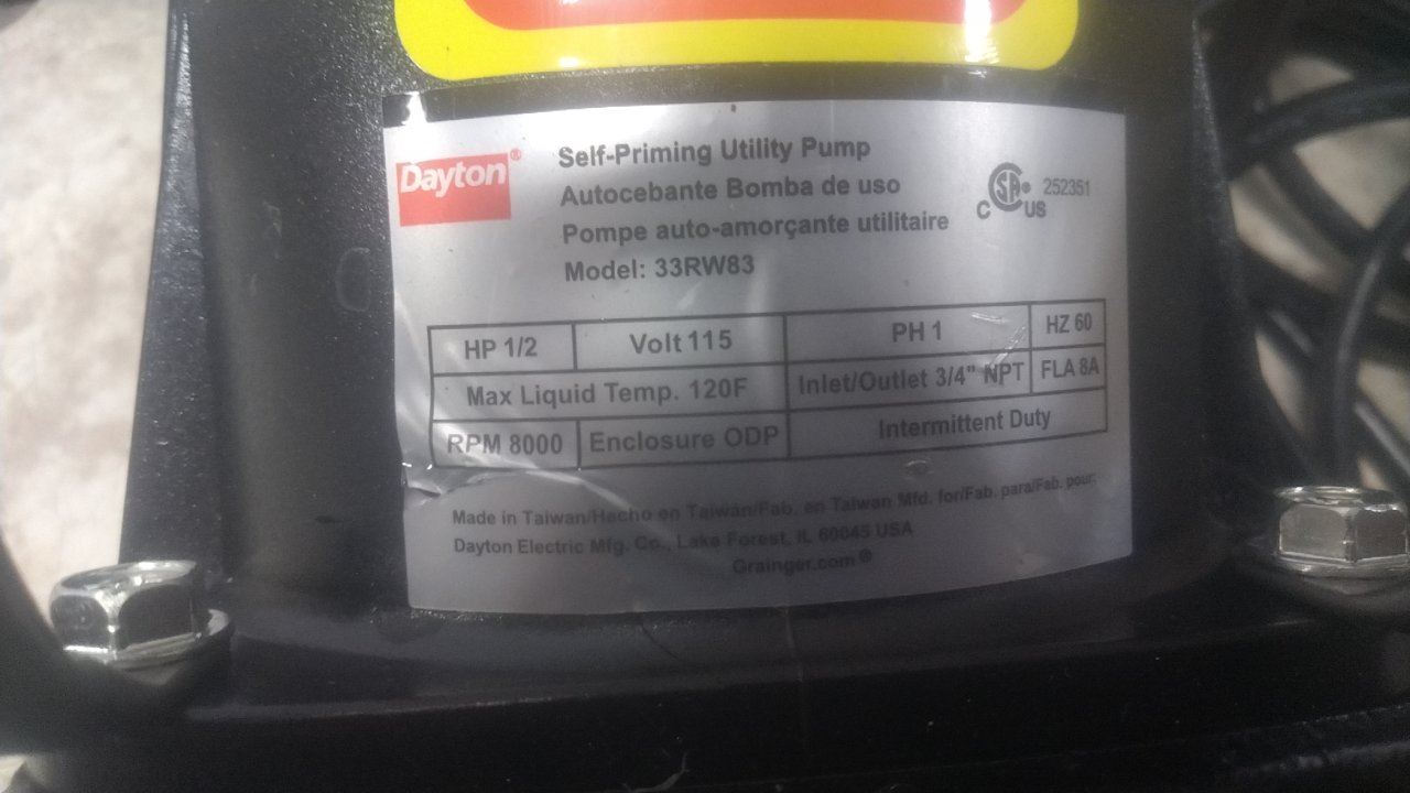 Dayton 33RW83 1/2 HP 115VAC 118 Ft Max Head Utility Pump (C)-12069490 - Image 2