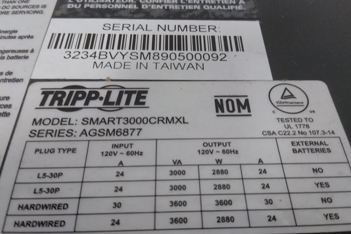 Tripp Lite SMART3000CRMXL 120VAC Input/Output 9 Outlet UPS System (D)-54830341 - Image 2